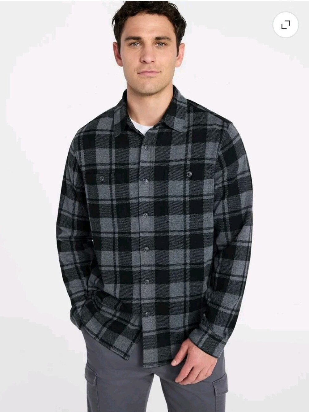 George Heather Charcoal Plaid Shirt